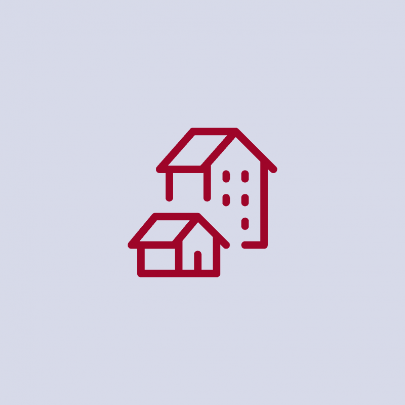 Ein Icon mit zwei Häusern.